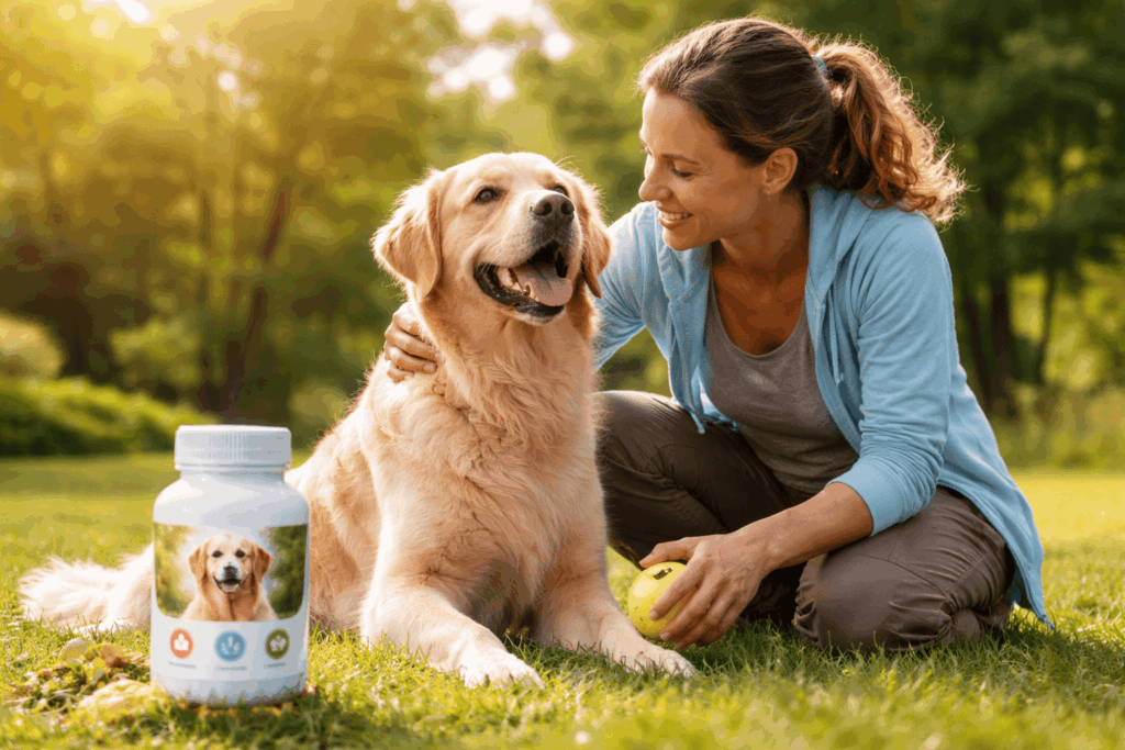 un chien soulagé de l’arthrose grâce au complément alimentaire pour arthrose chien