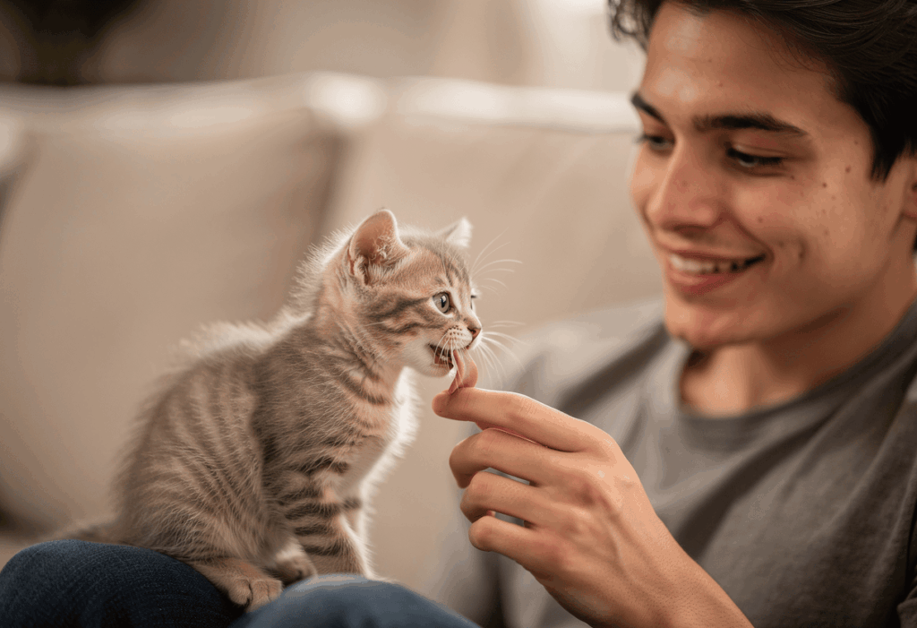 Mon chaton me lèche est-ce le même comportement